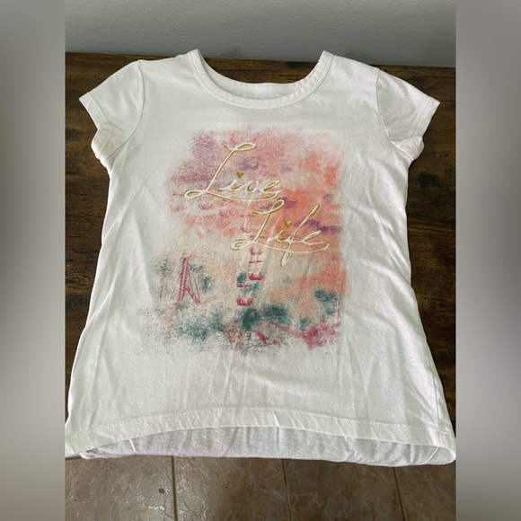 Live Life Tee by Xhilaration size Large 10/12 girls Hi Low - Picture 5 of 8